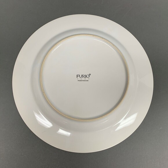 Furio Home Indonesia White Brown Gray 10 7/8" Dinner Plate Geometric Pattern - Picture 4 of 5